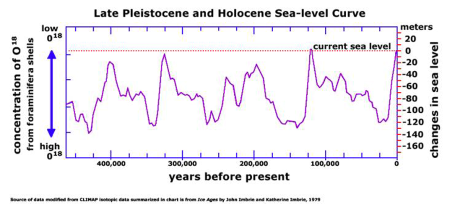 Sea levels from the last 500,000 years